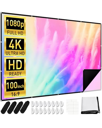 Leinwand Beamer 100 Zoll, KESCRON 16:9 HD...