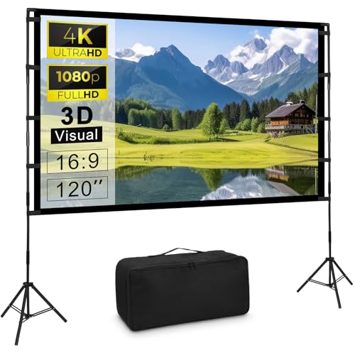 Beamer Leinwand mit Stativ, 120 Zoll...